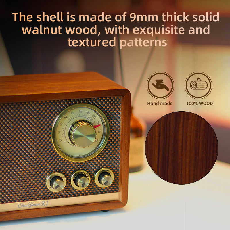 ChaoYuan R1 Walnut Solid Wood Bluetooth Radio,Vintage Speaker, AM/FM Radio ,Shortwave radio for Home CHOYONG R1 CHOYOUNG RADIO