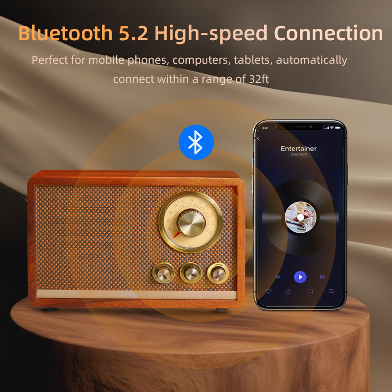 ChaoYuan R1 Walnut Solid Wood Bluetooth Radio,Vintage Speaker, AM/FM Radio ,Shortwave radio for Home CHOYONG R1 CHOYOUNG RADIO