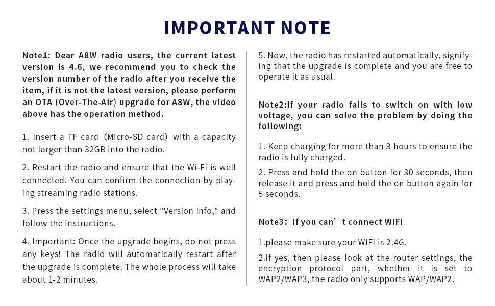 ChoYong A8W prend en charge la radio Internet FM/Micro SD/40K+ Version mondiale (prend en charge les pays européens)