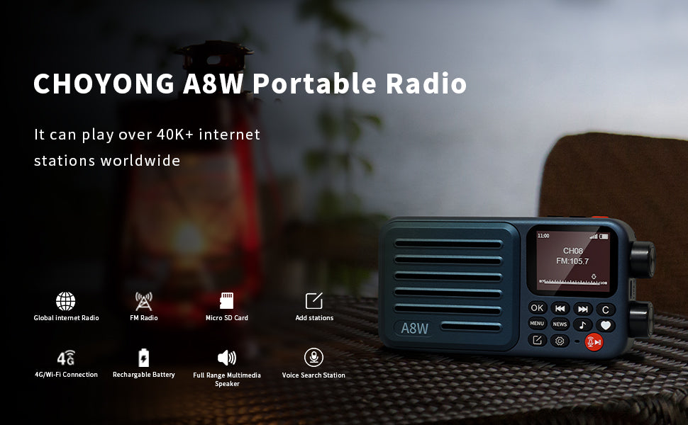 ChoYong A8W prend en charge la radio Internet FM/Micro SD/40K+ Version mondiale (prend en charge les pays européens)