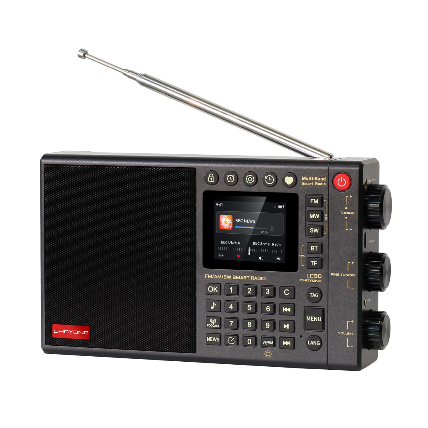 CHOYONG LC90 Internet Radio Professional Multi-Functional SmartMulti-Band WIFI/4G Global Version choyoung Portable Radio FM/LW/MW/SW/SSB Shortwave Radio Bluetooth,TFCard,All World Radios
