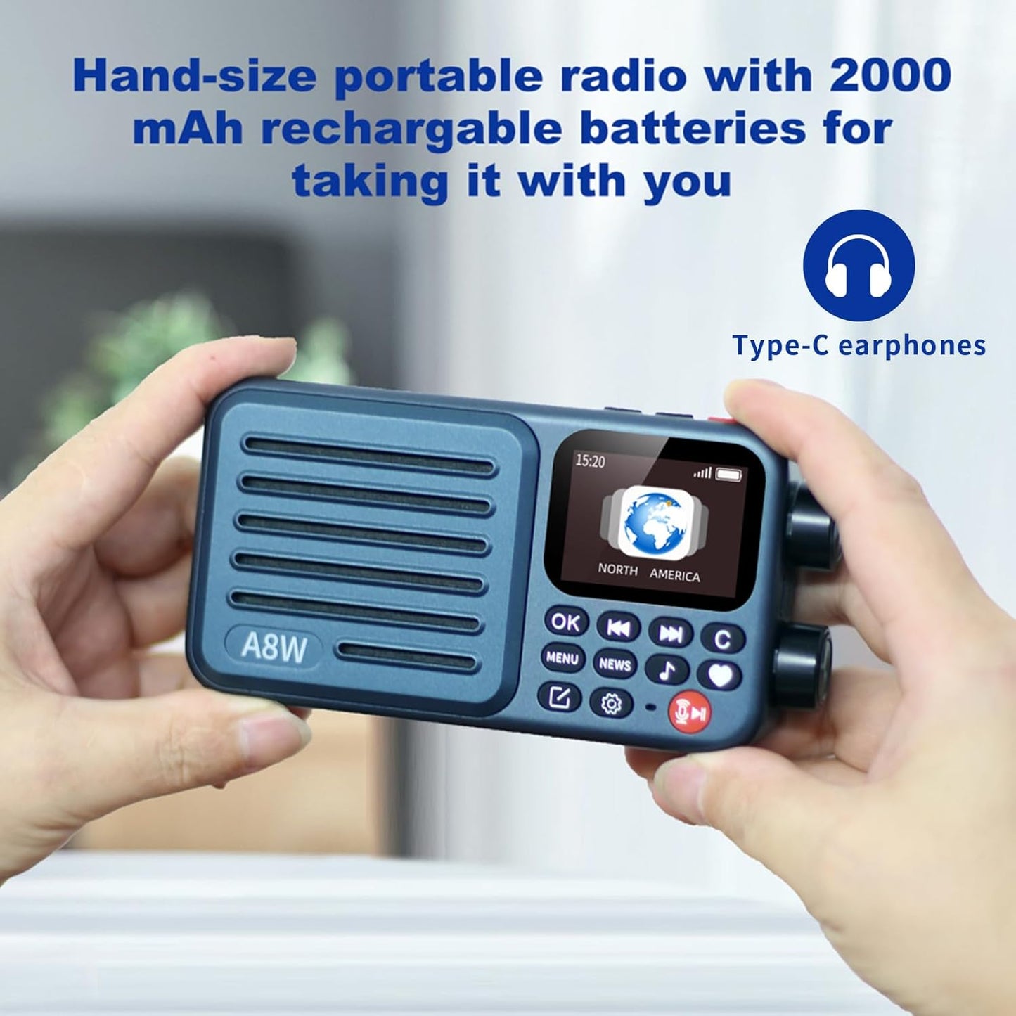 Choyong A8W Internet Radio Portable Smart Receiver WIFI/4G Global Version Radio Speaker with FM,TF Card,All World Radios,for Home with WiFi,Digital Radio,choyoung Navy Blue